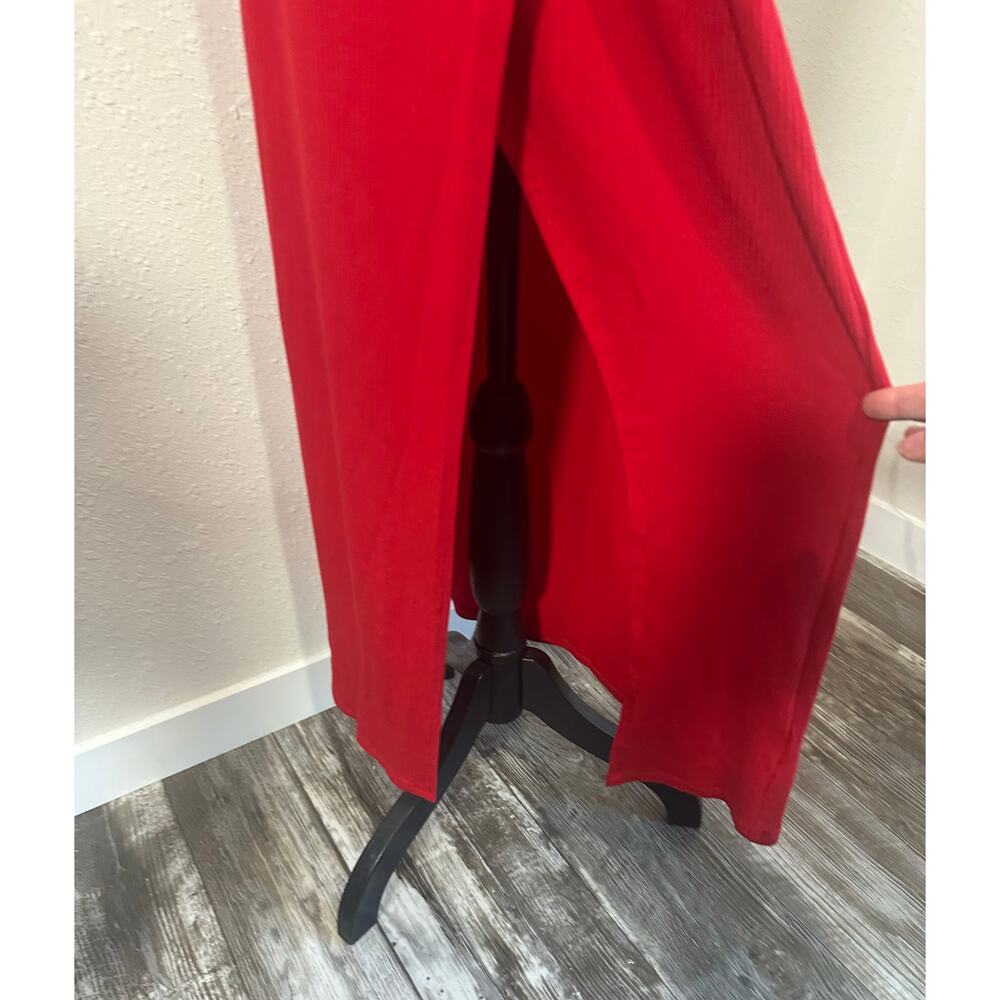 Reformation Formosa Ruched Ribbed Stretch Midi Dress In Red Size XL - Picture 3 of 9